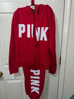 PINK Victoria's Secret Red Track Joggers Set